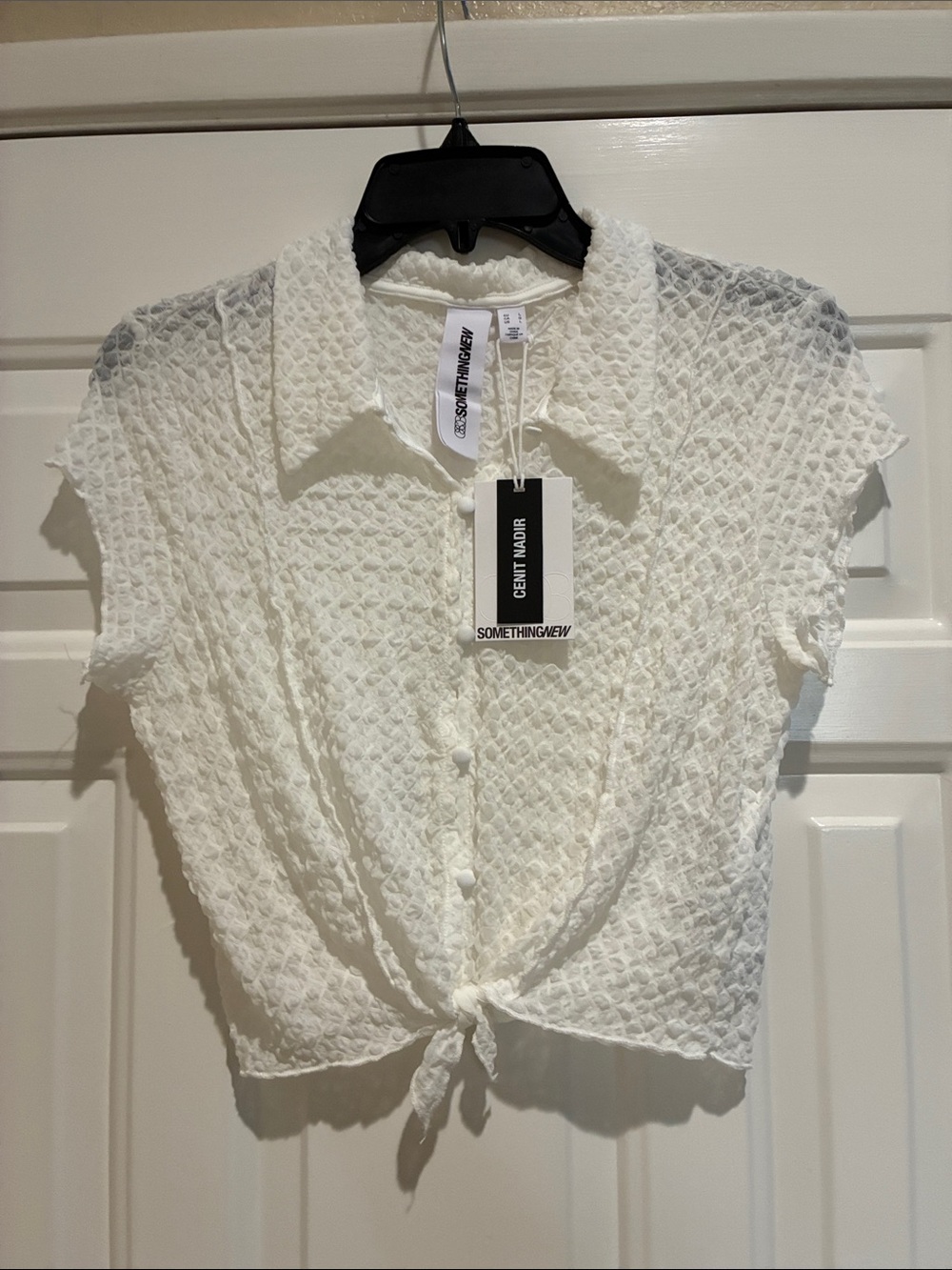 Something New White soft stretch Textured Women's Top